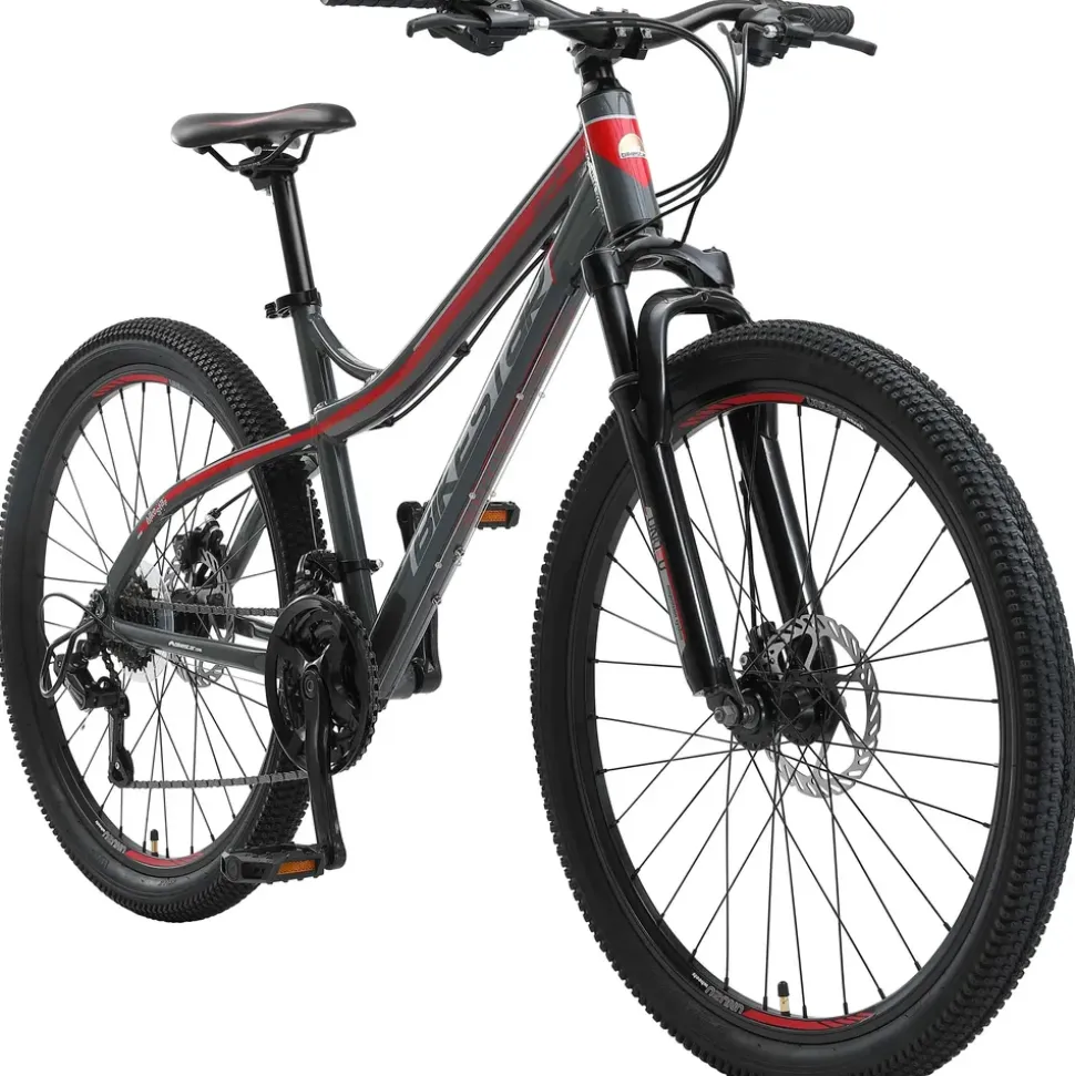Bikestar Hardtail Mountainbike 26" grau/rot 21-Gang Scheibenbremse