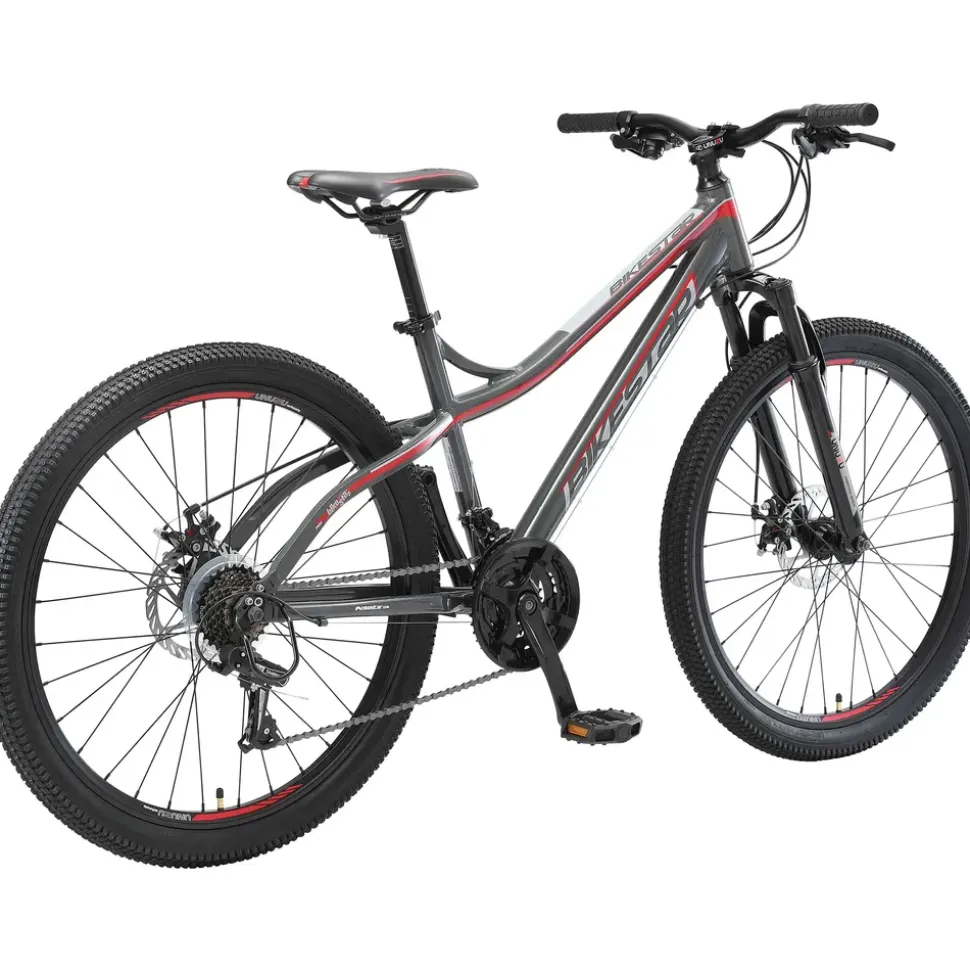 Bikestar Hardtail Mountainbike 26" grau/rot 21-Gang Scheibenbremse