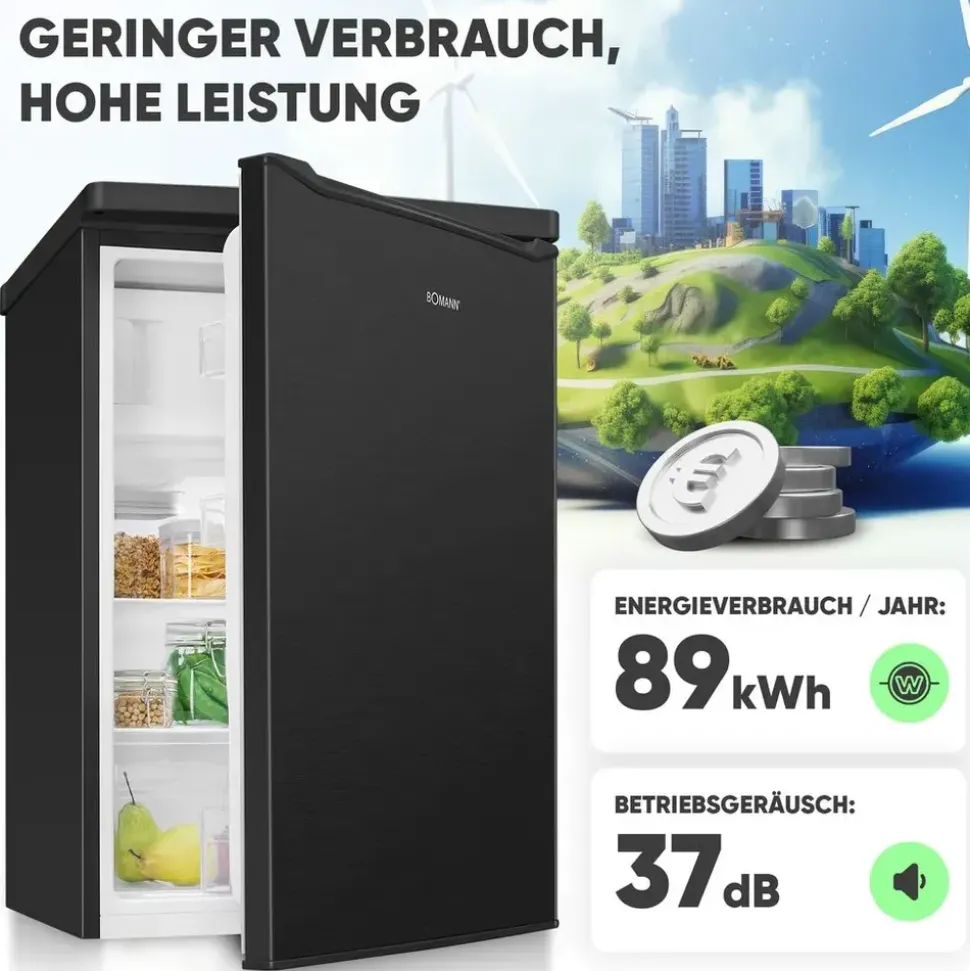 Bomann KS 7251 Kühlschrank (109 l, 850 mm hoch, Schwarz)