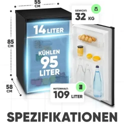 Bomann KS 7251 Kühlschrank (109 l, 850 mm hoch, Schwarz)