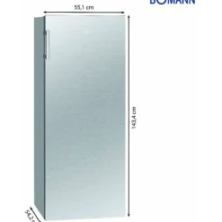 Bomann VS 7316 Kühlschrank (242 l, 1434 mm hoch, Inoxlook)