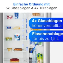 Bomann VS 7316 Kühlschrank (242 l, 1434 mm hoch, Inoxlook)