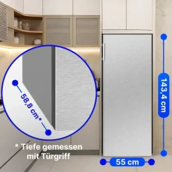 Bomann VS 7316 Kühlschrank (242 l, 1434 mm hoch, Inoxlook)