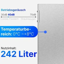 Bomann VS 7316 Kühlschrank (242 l, 1434 mm hoch, Inoxlook)