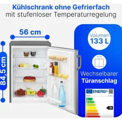 Bomann VS 2195 Kühlschrank (134 l, 850 mm hoch, Edelstahl)