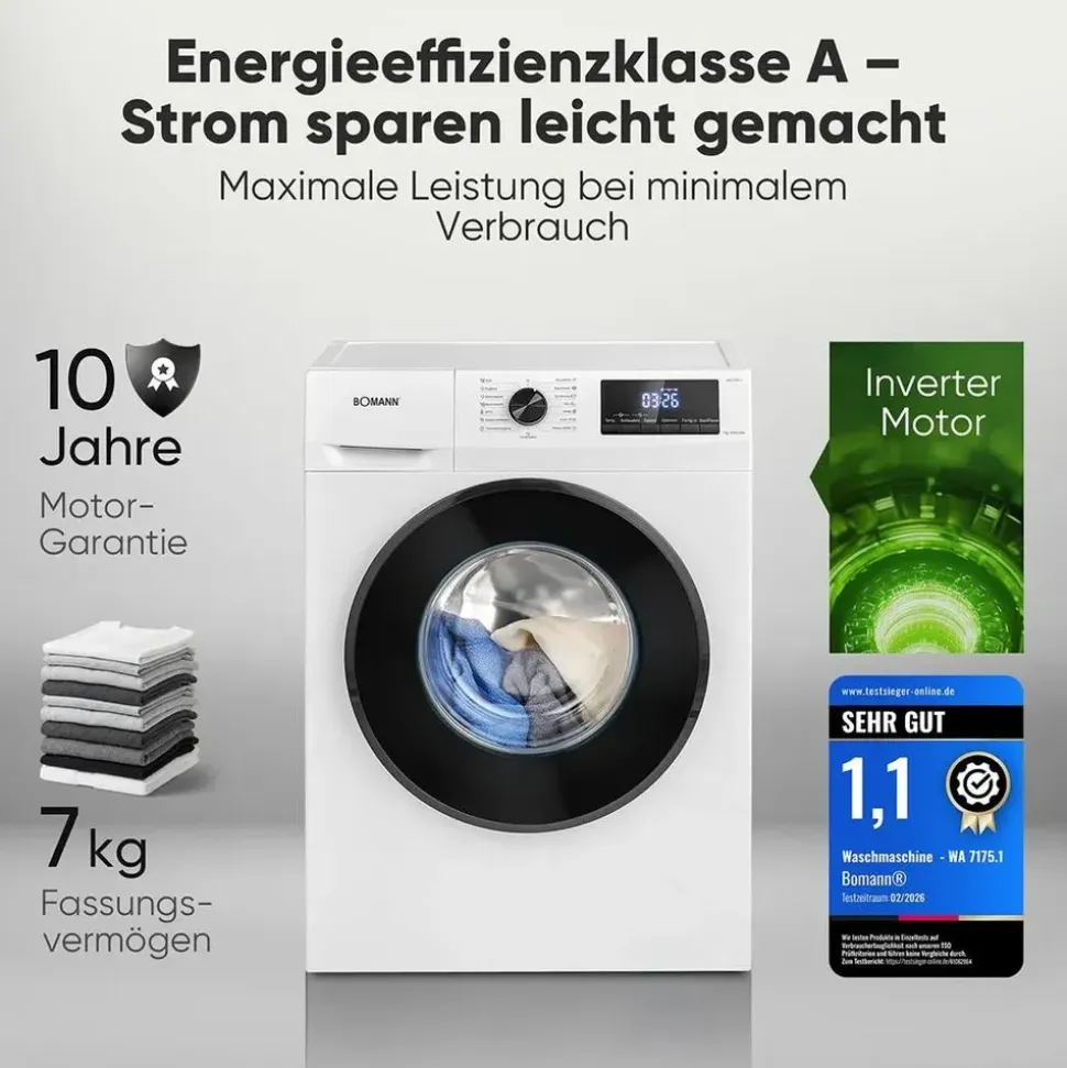 Bomann WA 7175.1 Waschmaschine (7 kg, 1400 U/min)
