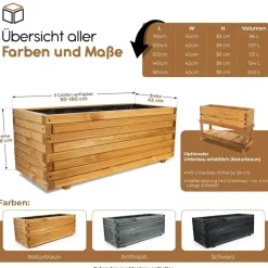 BooGardi Pflanzkasten 140 x 42 x 38 cm Braun
