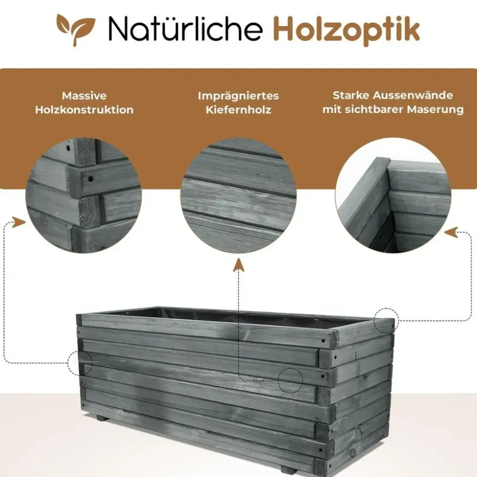 BooGardi Pflanzkasten 140 x 42 x 38 cm Braun