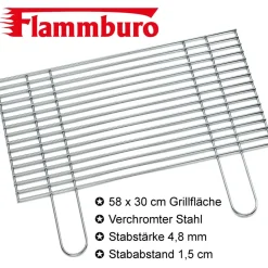 Boomex Grillrost 58 x 30 cm Stahl verchromt