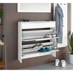 borchardt Möbel Oliva 89 x 88 x 24 cm hängend mit 2 Doppeltrommeln und 1 Schubkasten weiß matt / weiß