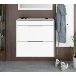 borchardt Möbel Oliva 89 x 88 x 24 cm hängend mit 2 Doppeltrommeln und 1 Schubkasten weiß matt / weiß