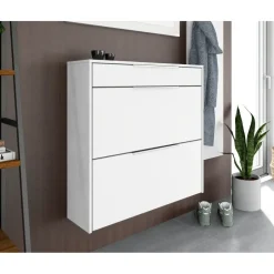 borchardt Möbel Oliva 89 x 88 x 24 cm hängend mit 2 Doppeltrommeln und 1 Schubkasten weiß matt / weiß