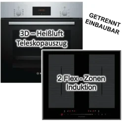 Bosch Flex-Induktions-Herd-Set Backofen 3D-Heißluft + Kochfeld Flächeninduktion Booster 60cm