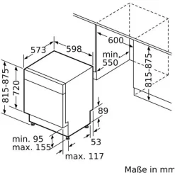 Bosch Serie 4 SMU4HTS14E Einbau-Geschirrspüler (unterbaufähig, 598 mm breit, Edelstahl)