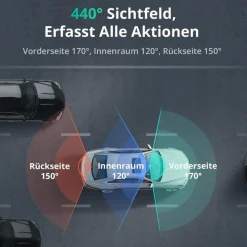 BOTSLAB 4K 3-Kanal Dashcam Auto Vorne Hinten
