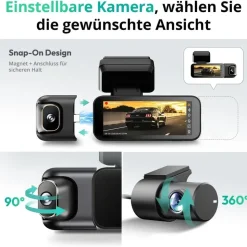 BOTSLAB 4K 3-Kanal Dashcam Auto Vorne Hinten