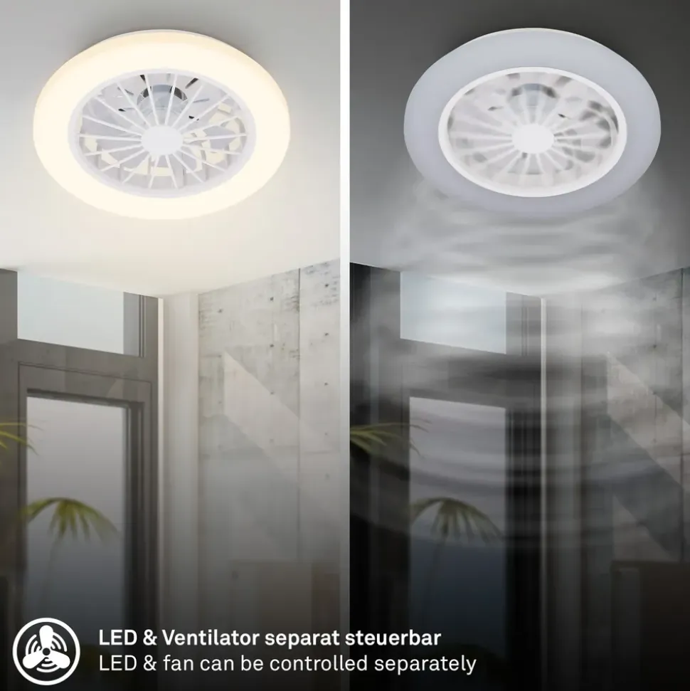 Briloner LED Deckenventilator 38 cm Weiß