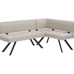 byLIVING Eckbank Toronto, Taschenfederkern, Bezug in Taupe, Gestell schwarz