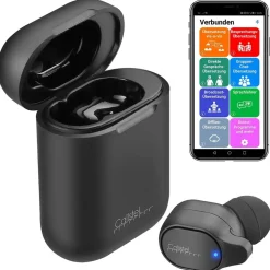 Callstel 2in1-Live-Übersetzer und In-Ear-Mono-Headset mit Powerbank-Box & App