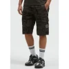 Camp David Shorts CAMP DAVID, Herren, Gr. S, Normalgrößen, schwarz (schwarz wood), Rippware, Material: 100% Baumwolle, bedruckt, regular fit knielang, Hosen Shorts, mit All Over Print