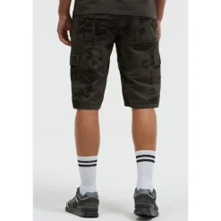 Camp David Shorts CAMP DAVID, Herren, Gr. S, Normalgrößen, schwarz (schwarz wood), Rippware, Material: 100% Baumwolle, bedruckt, regular fit knielang, Hosen Shorts, mit All Over Print