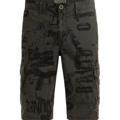 Camp David Shorts CAMP DAVID, Herren, Gr. S, Normalgrößen, schwarz (schwarz wood), Rippware, Material: 100% Baumwolle, bedruckt, regular fit knielang, Hosen Shorts, mit All Over Print
