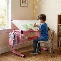 CARO-Möbel Kinderschreibtisch Sari Weiß / Rosa