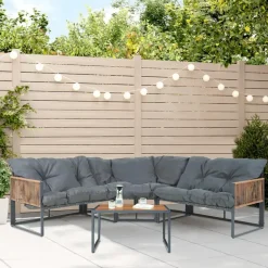 casa.pro Karg Loungeset Dunkelgrau/Rattanoptik