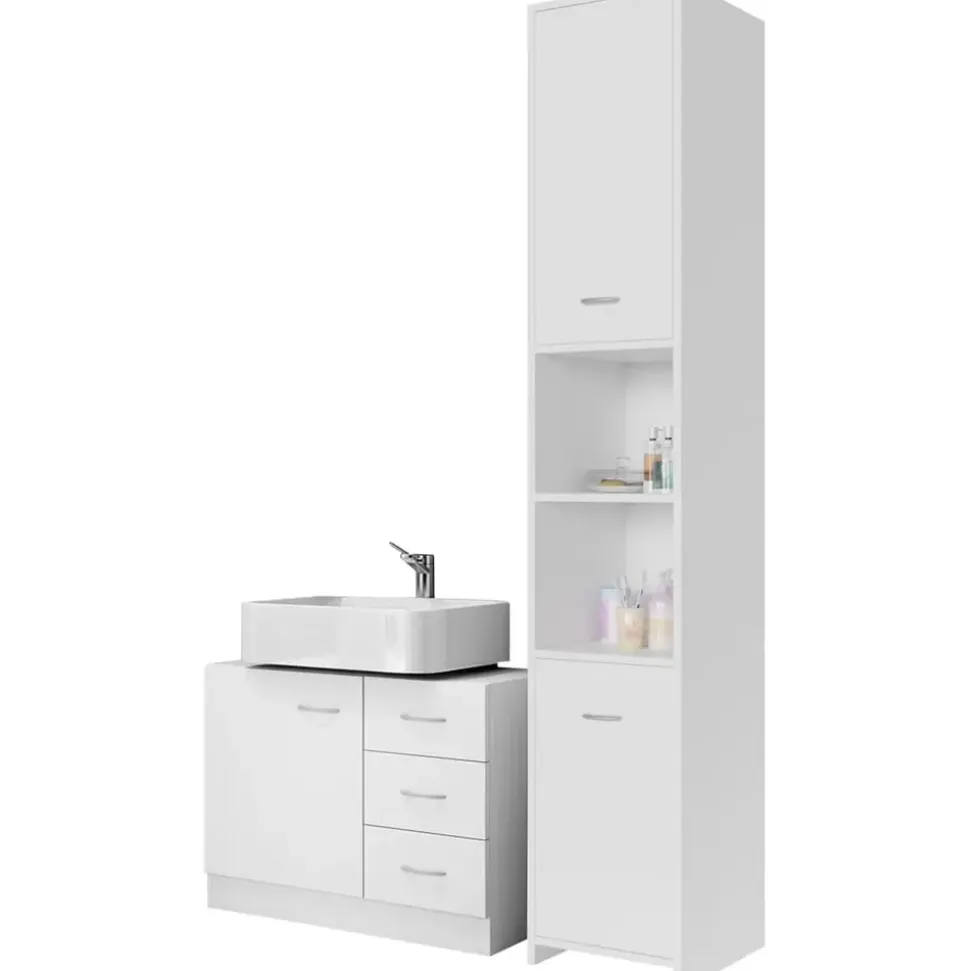 CASARIA Badmöbel-Set Neapel 2-tlg. Weiß