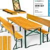 CASARIA Bierzeltgarnitur 3-tlg. Tisch 170 x 70 cm inkl. Rückenlehne Braun