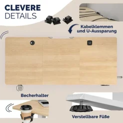 CASARIA Höhenverstellbarer Schreibtisch Beige