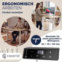 CASARIA Höhenverstellbarer Schreibtisch Beige