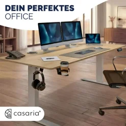 CASARIA Höhenverstellbarer Schreibtisch Beige