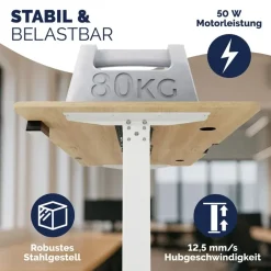 CASARIA Höhenverstellbarer Schreibtisch Beige