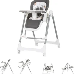 Chipolino Hochstuhl 2 in 1 Grau inkl. Babyschaukel