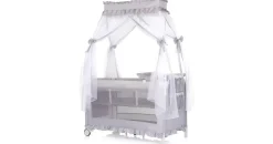 Chipolino Reisebett, Palace, Baldachin Moskitonetz zwei Ebenen Wickelauflage silber Kunststoff, 60x120 cm, Babymöbel, Babybetten, Reisebetten