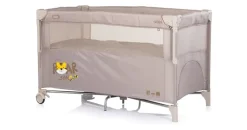 Chipolino Reisebett, Relax 2 Ebenen, Vorderseite absenkbar, Seiteneingang, Tasche beige Kunststoff, 60x120 cm, Babymöbel, Babybetten, Reisebetten