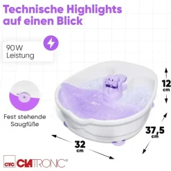 Clatronic FM 3389 weiß-lila Fußmassagegerät