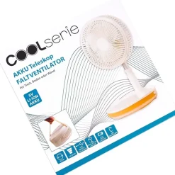 COOLSERIE Akku Teleskop Standventilator 20 cm Weiß