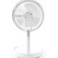 COOLSERIE Akku Teleskop Standventilator 20 cm Weiß