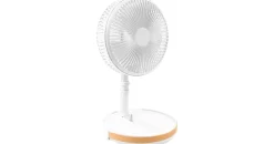 COOLSERIE Akku Teleskop Standventilator 20 cm Weiß