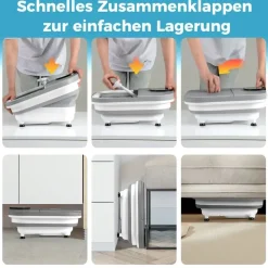 Costway Fußbadewanne klappbar, Fußbad mit Dusche, 60min Timer & 30 Shiatsu-Massagebällen, 35–48°C Heizung, Massagegerät Fußmassage - Weiß/Grau