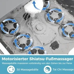 Costway Fußbadewanne klappbar, Fußbad mit Dusche, 60min Timer & 30 Shiatsu-Massagebällen, 35–48°C Heizung, Massagegerät Fußmassage - Weiß/Grau