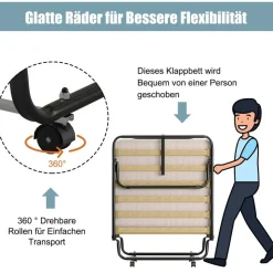 Costway Gästebett klappbar 80 x 190 cm beige