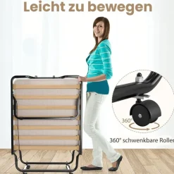 Costway Gästebett klappbar 90 x 200 cm beige