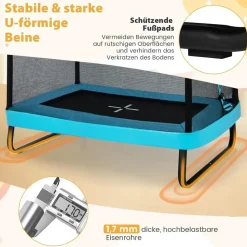 Costway 2 in 1 Kindertrampolin rechteckig 2,1 x 1,5 m inkl. Sicherheitsnetz Schwarz/Blau