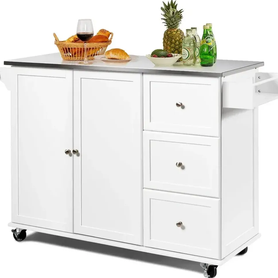Costway Kücheninsel, Weiß, Holz, 135x92x46 cm, Küchen, Küchenmöbel, Kücheninseln