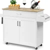 Costway Küchenwagen, Weiß, Holz, 116x85x40 cm, Esszimmer, Servierwagen