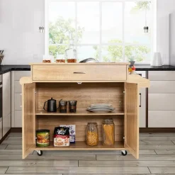 Costway Küchenwagen, Weiß, Holz, 116x85x40 cm, Esszimmer, Servierwagen