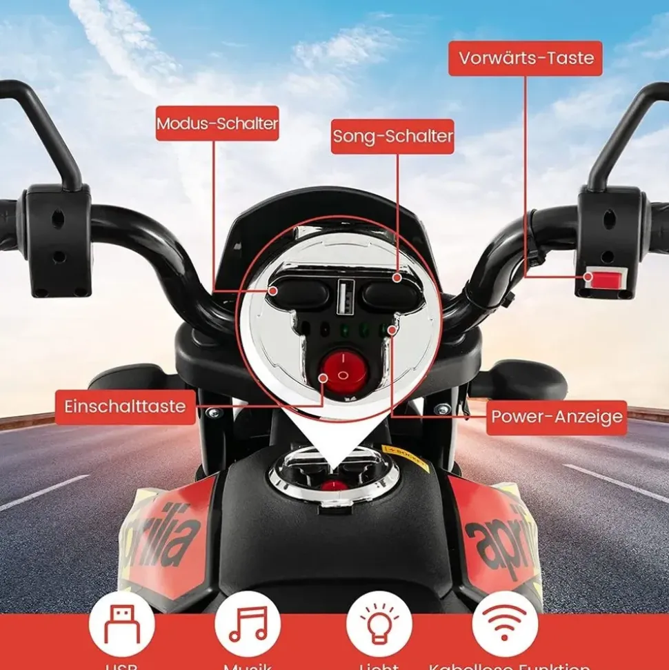 Costway Kinder Elektro Motorrad schwarz (12V)